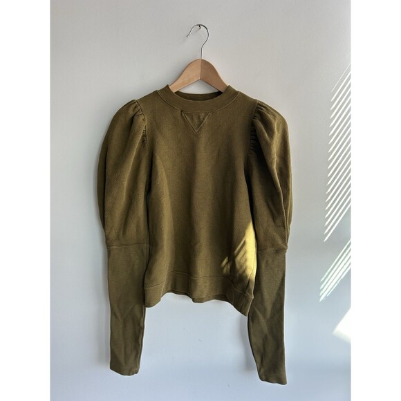 ULLA JOHNSON Philo Pullover Fatigue Green Puff Sleeves Pullover Size P X-Small - Picture 3 of 13